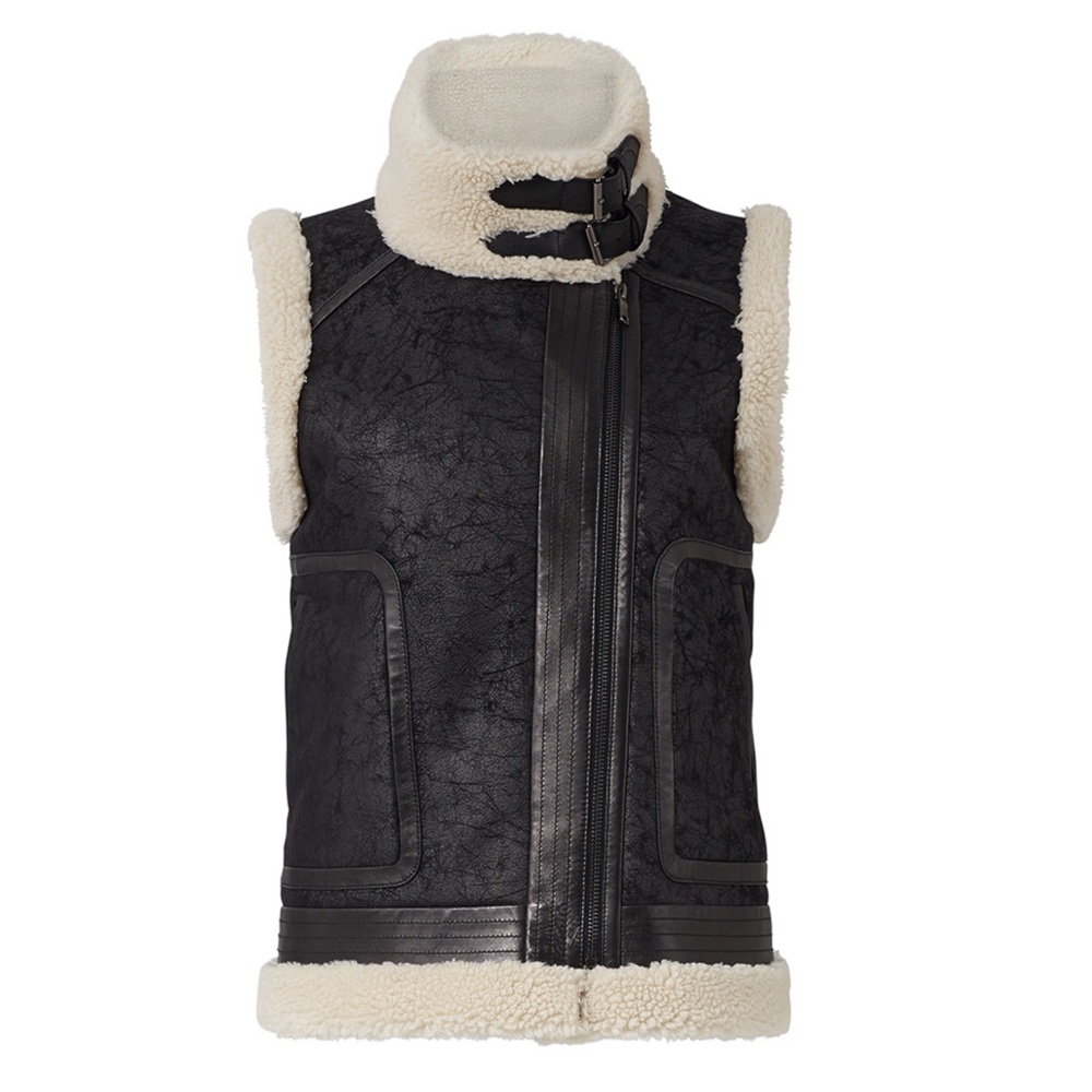 JOIE • Danay Black Fur Sleeveless Vest